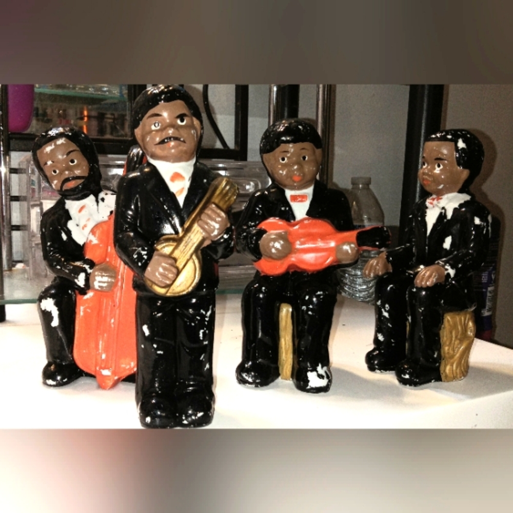 Vintage Porcelain African American Music Figurines *Update COMPLETE 7PC SET
